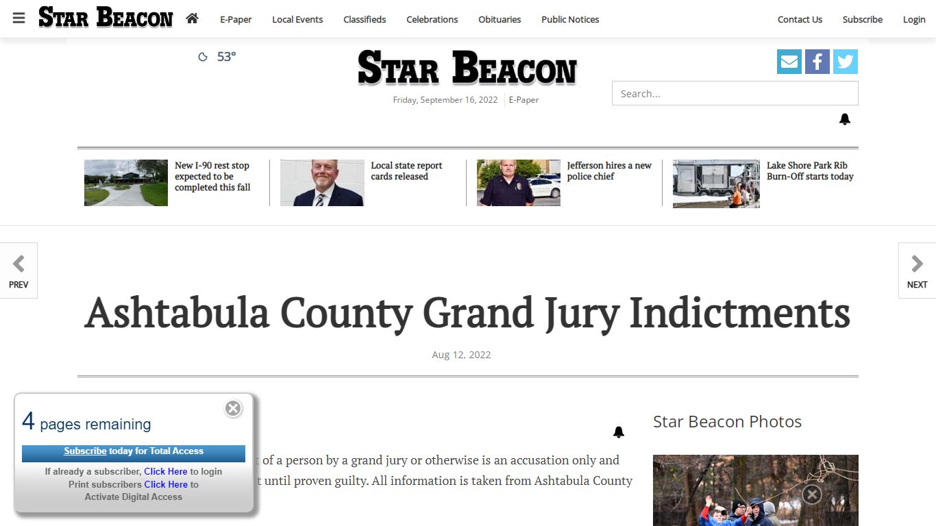 Ashtabula County Grand Jury Indictments | Local News | starbeacon.com